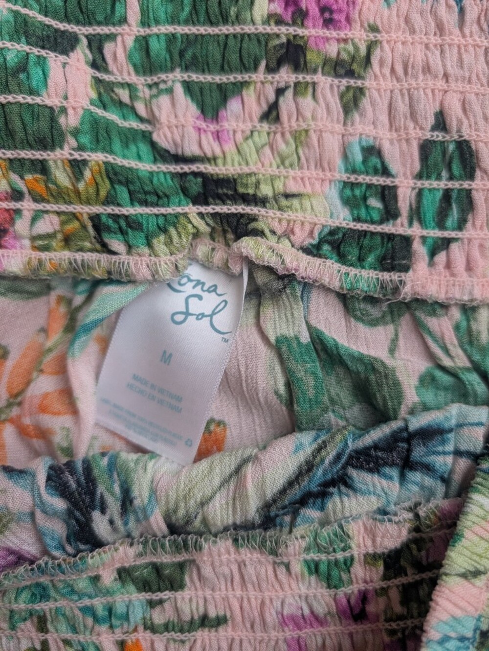 Kona Sol Tropical Leaf & Floral Maxi Skirt - Green, Orange, Pink - Picture 4 of 5